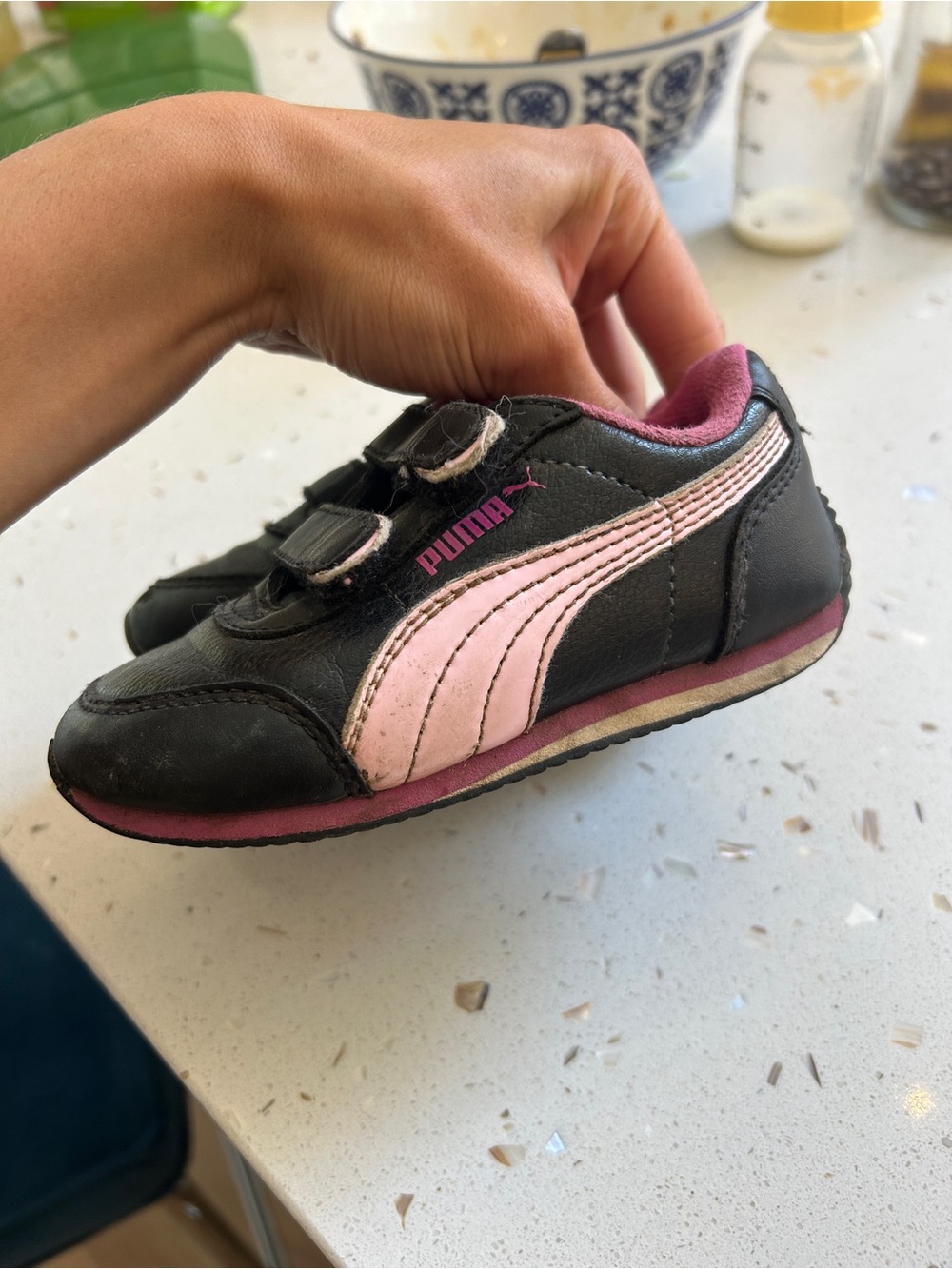 Puma toddler Black and Pink Velcro Athletic Sneakers - Picture 3 of 5